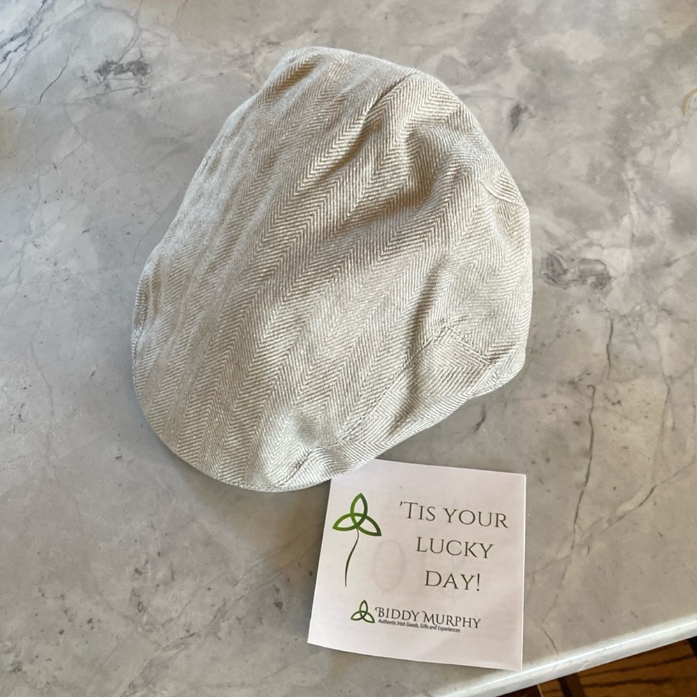 Biddy Murphy 100% linen Irish flat cap, size small